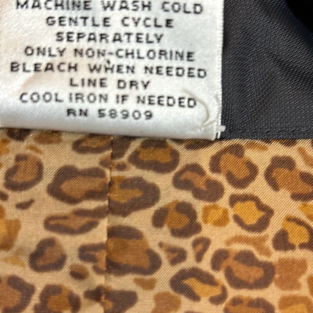 Preston & York Black zip Poncho Raincoat Wrap cape leopard lining pockets M/L - Picture 10 of 12
